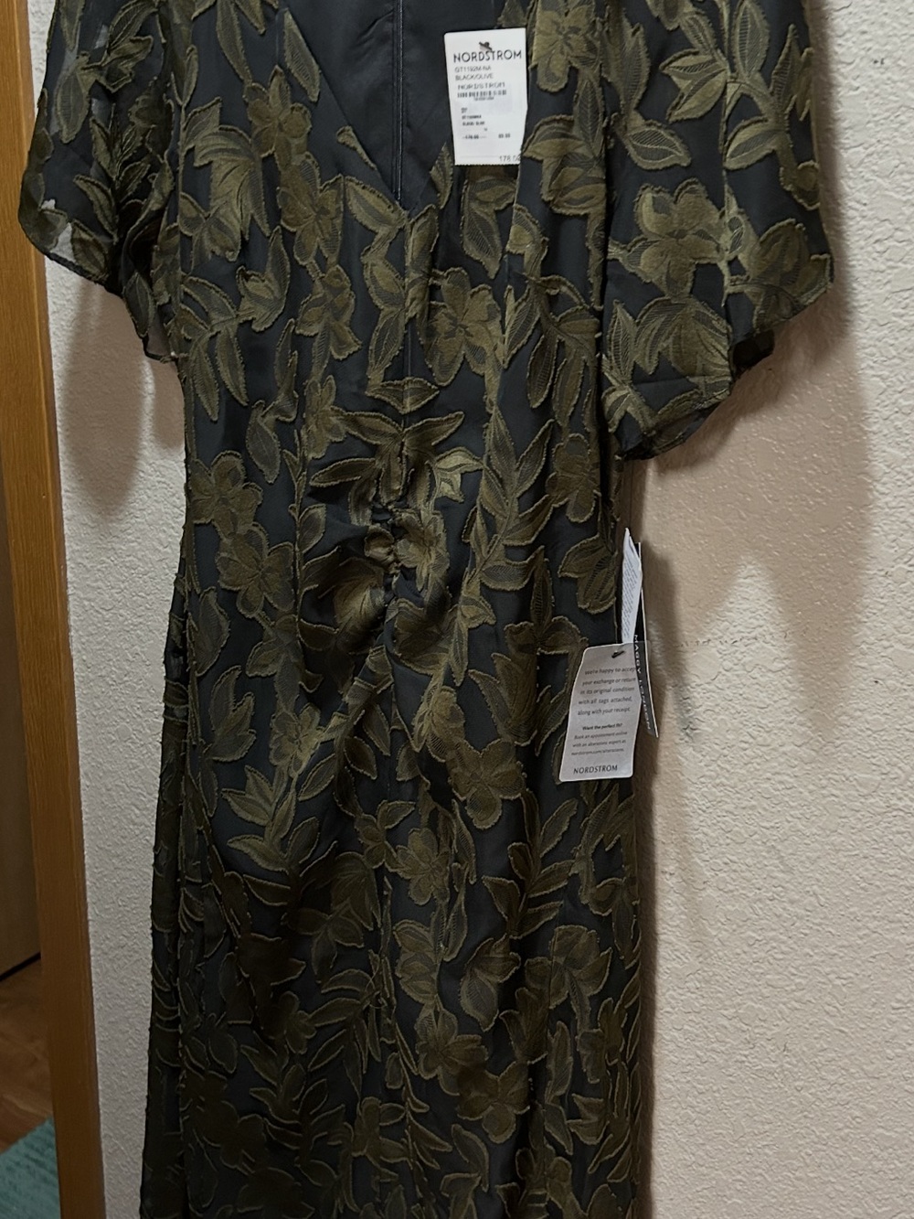 Maggy London Black and Olive Green Floral Maxi Dress - Picture 2 of 7